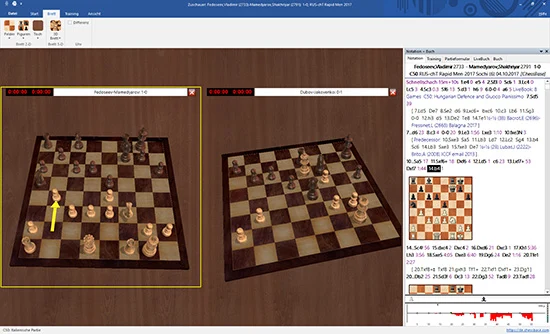 Analyse de jeu avec un échiquier en 3D sur Fritz 16
