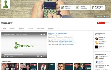 Chaîne Youtube du site Chess.com